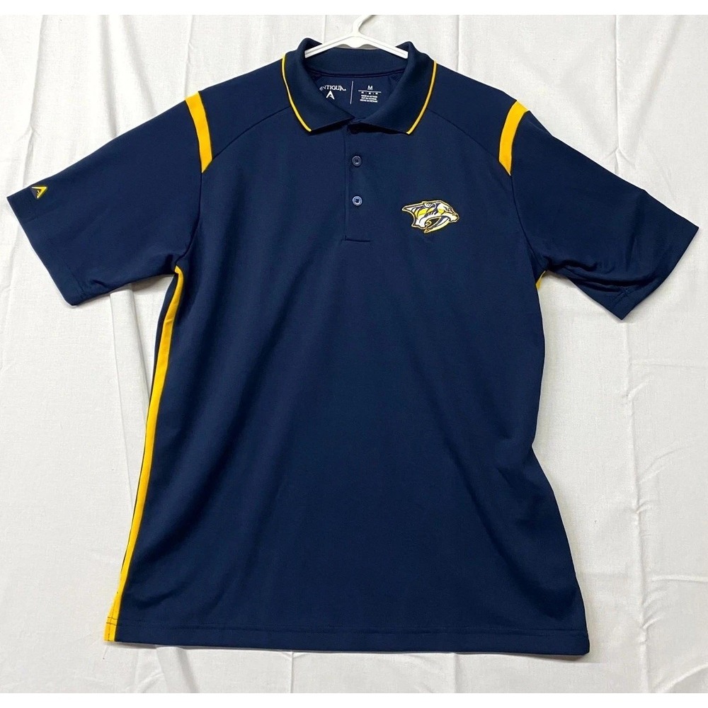 Antigua Polo Shirt Men Medium Blue Nashville Predators Hockey NHL Dos Equis Beer